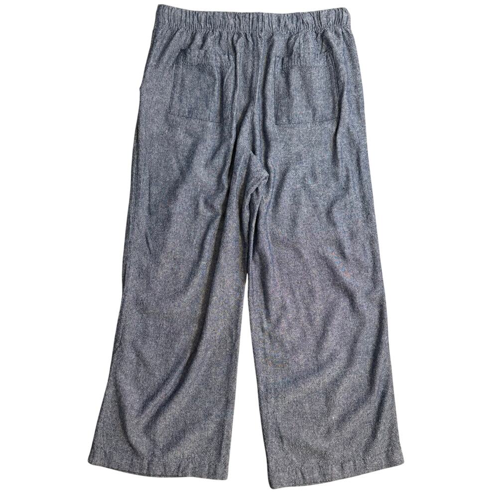 Gap Linen Blend Pull-On Pants Cropped High Rise Vacation Blue Women's Medium - Picture 2 of 10